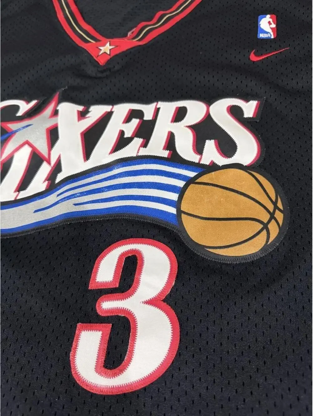 Vintage Nike Allen Iverson #3 Philadelphia 76ers Black Jersey 4XL+2 Length NBA